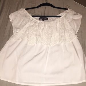 Off the shoulder white shirt